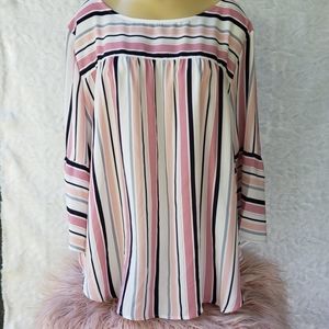 Striped Blouse with Bell Sleeves